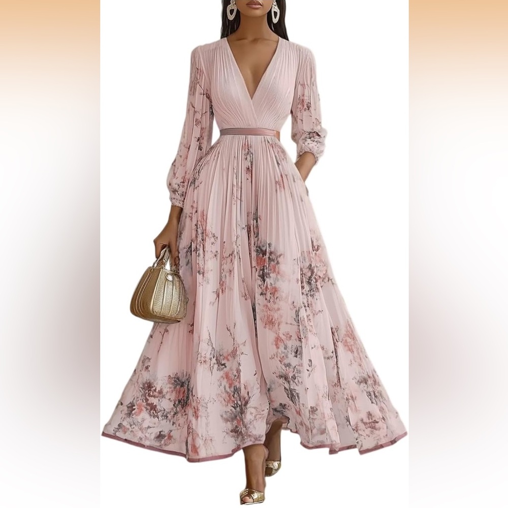 Elegant Pink Floral Dress